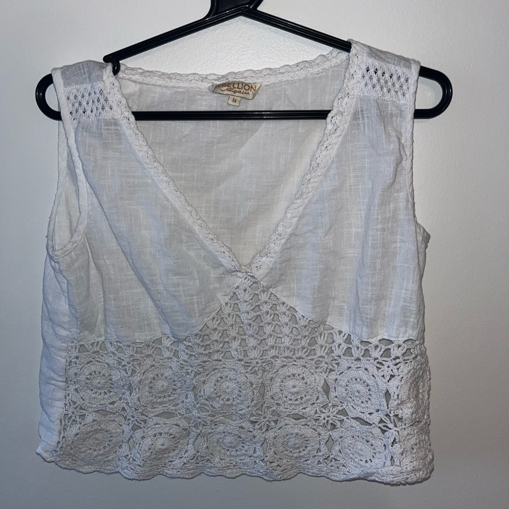 Crochet Knit Detail Tank Top